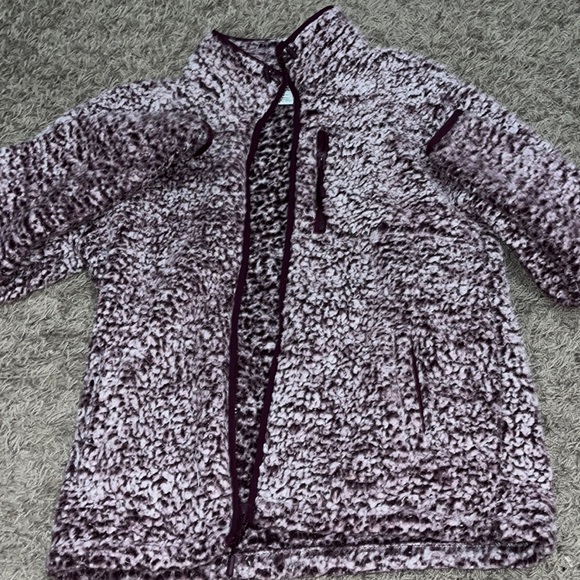 Burgundy Zip-Up Sherpa Jacket, Brand Pink, Size Small - Picture 1 of 4